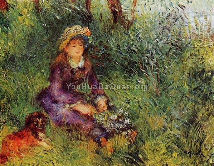 Madame Renoir with a Dog - 皮埃尔·奥古斯特·雷诺阿